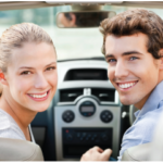 man and woman in car