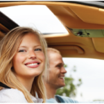 man and woman in car