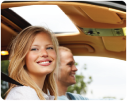 man and woman in car