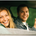 man and woman in car