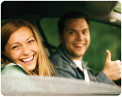 man and woman in car