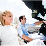 man and woman in car