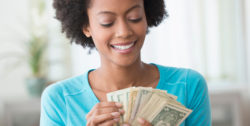 woman counting money