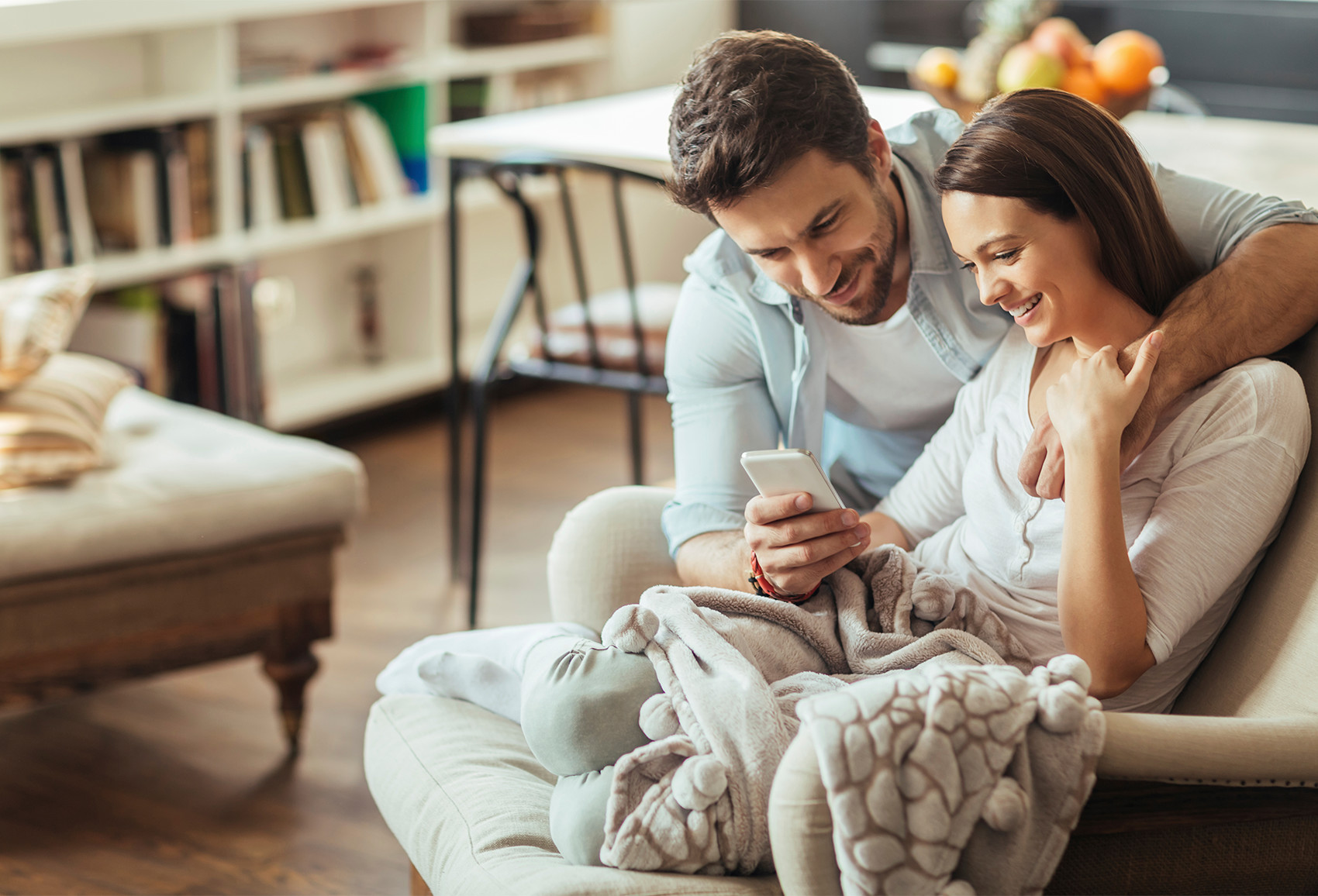 couple looking at phone